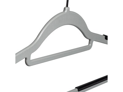 Honey-Can-Do Plastic Hanger with Anti-Slip Rubber Grips, Gray/Black, 15/Pack (HNG-08940)