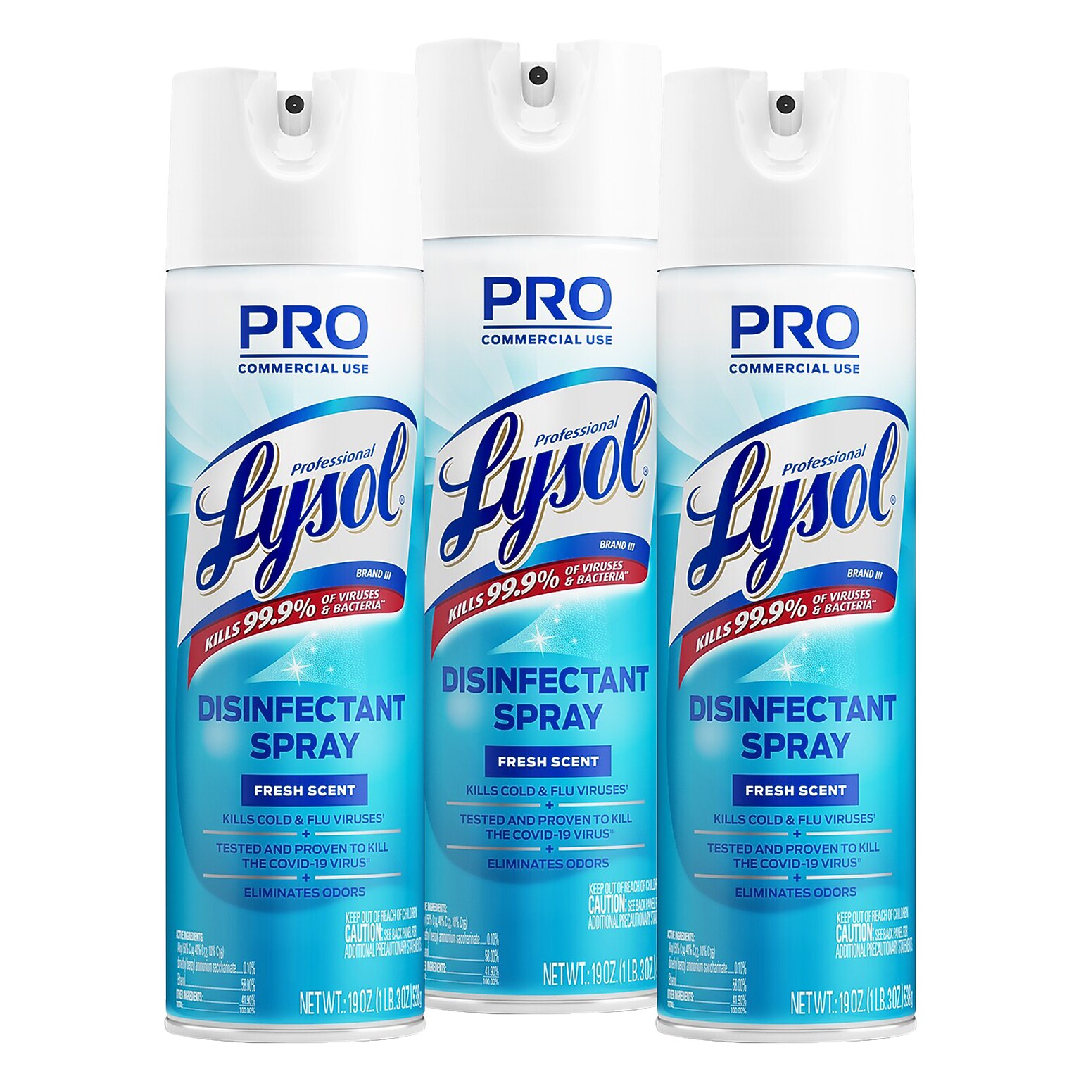 Lysol Professional Disinfectant Spray, Fresh Scent, 19 oz., 3 Pack
