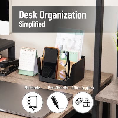 Mind Reader 5-Compartment Plastic Desk Organizer, Black (SLORG-BLK)