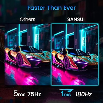 Sansui S-G24X5 24" FHD IPS 180Hz AMD FreeSync Gaming Monitor, Black