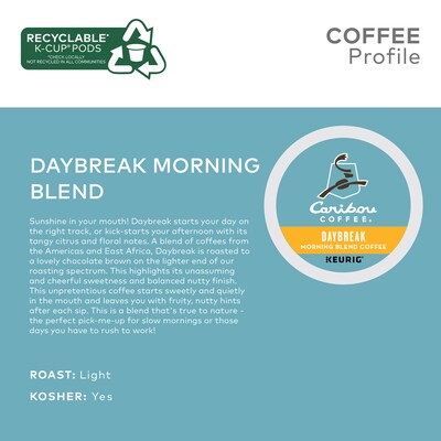 Caribou Coffee Daybreak Morning Blend Coffee Keurig® K-Cup® Pods, Light Roast, 24/Box (6994)