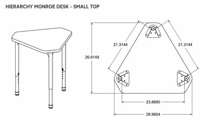 MooreCo Hierarchy Monroe Desk, 30"W x 27"D, Fusion Maple/Platinum Base (703673562959)