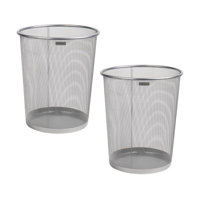 Mind Reader Metal Mesh Trash Can Without Lid, 4.4 Gallon, Silver, 2/Pack (2CIRGA-SIL)