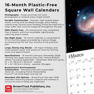 2026 BrownTrout Hubble Space Telescope 12" x 12" Monthly Wall Calendar (9798330703784)