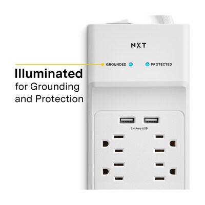 NXT Technologies™ 8-Outlet Plus USB Surge Protector, 6' Cord, 2100 Joules (NX54317)