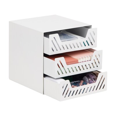 Mind Reader Metal Desk Organizer, White (3SLDR-WHT)