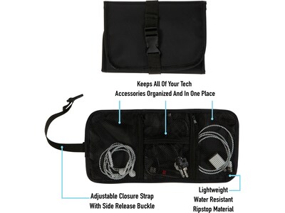 G Force 13.78" Fabric Travel Organizer, Water Resistant, Black (25589)