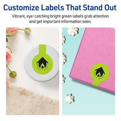 Avery Printable Decorative Edge Multipurpose Labels, 1.5" x 4", Bright Green, 160/Pack (94116)