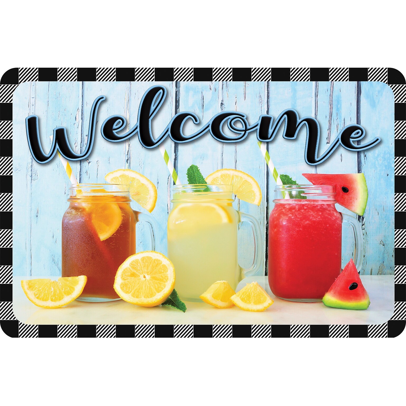 Ashley Productions The Original Fun Mat, Welcome Mat, 15.5 x 23.5, Mason Jars Drinks Welcome (ASH91535)