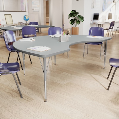 Flash Furniture Wren Kidney Activity Table, 72 x 48, Height Adjustable, Gray Top/Silver Frame (XUA4872KDGYTA)