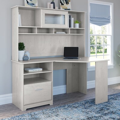Bush Furniture Cabot 60" Corner Desk, Linen White Oak (WC31115-03K)