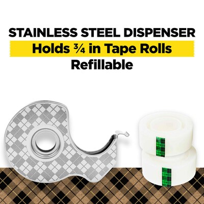 Scotch Desktop Dispenser w/Tape, 0.9 x 4.2, Silver, 3/Pack (123R)