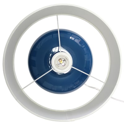 Lalia Home 15.25" Modern Ovaloid Glass Bedside Table Lamp with White Fabric Shade, Blue (LHT-3005-BL)