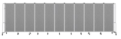 National Public Seating Robo Series 11-Panel Folding Mobile Room Divider, 72"H x 256"W, Grey Fabric (RDG6-11PT02)