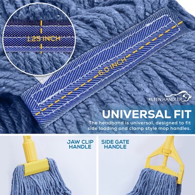 BISON LIFE Kleen Handler Blend String Wet Mop Head, Blue, 24/Pack (BPES-CEM-BD-BL-16-1-24A)