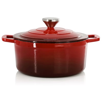 Elama Cast Iron 2.7 Qt Dutch Oven, Red (935124508M)