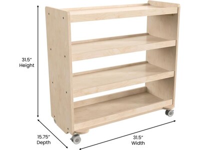 Flash Furniture Bright Beginnings Mobile 3-Section Storage Cart, 31.5"H x 31.5"W x 15.75"D, Brown (MK-KE24114-GG)