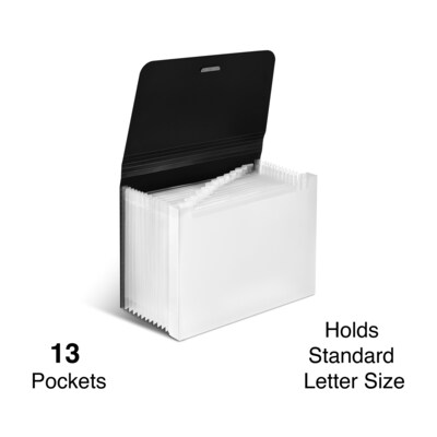 TRU RED Moisture Resistant Plastic Accordion File, 13-Pocket, Letter Size, Black (TR51806)