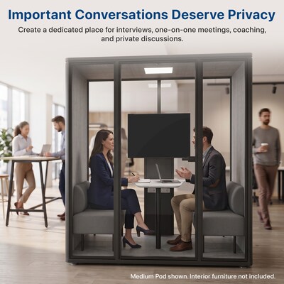 Uncaged Ergonomics Modular Acoustic Office Pod with Ventilation, Lighting and Power, Medium, Black (POD-M-Black)