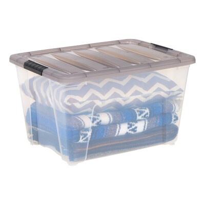 Iris 53 Quart Stack and Pull Plastic Latching Storage Bin, Clear (500211)