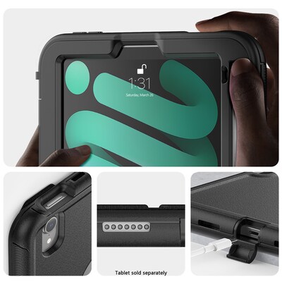 SaharaCase Raider 9.7" Heavy Duty Folio Case for iPad mini (A17 Pro) and iPad mini (6th Gen), Scorpion Black (TB00451)