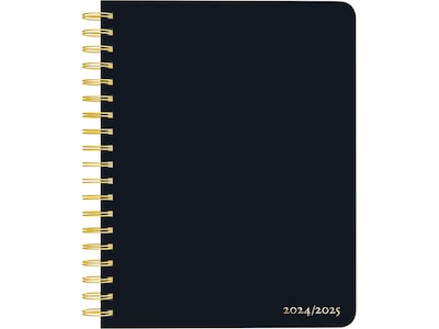 2024-2025 Plato 6 x 7.75 Academic & Calendar Weekly Planner, Paperboard Cover, Solid Black (978197