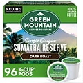 Green Mountain Sumatra Reserve Coffee, Dark Roast, 0.40 oz. Keurig® K-Cup® Pods, 96/Carton (GMT4060C