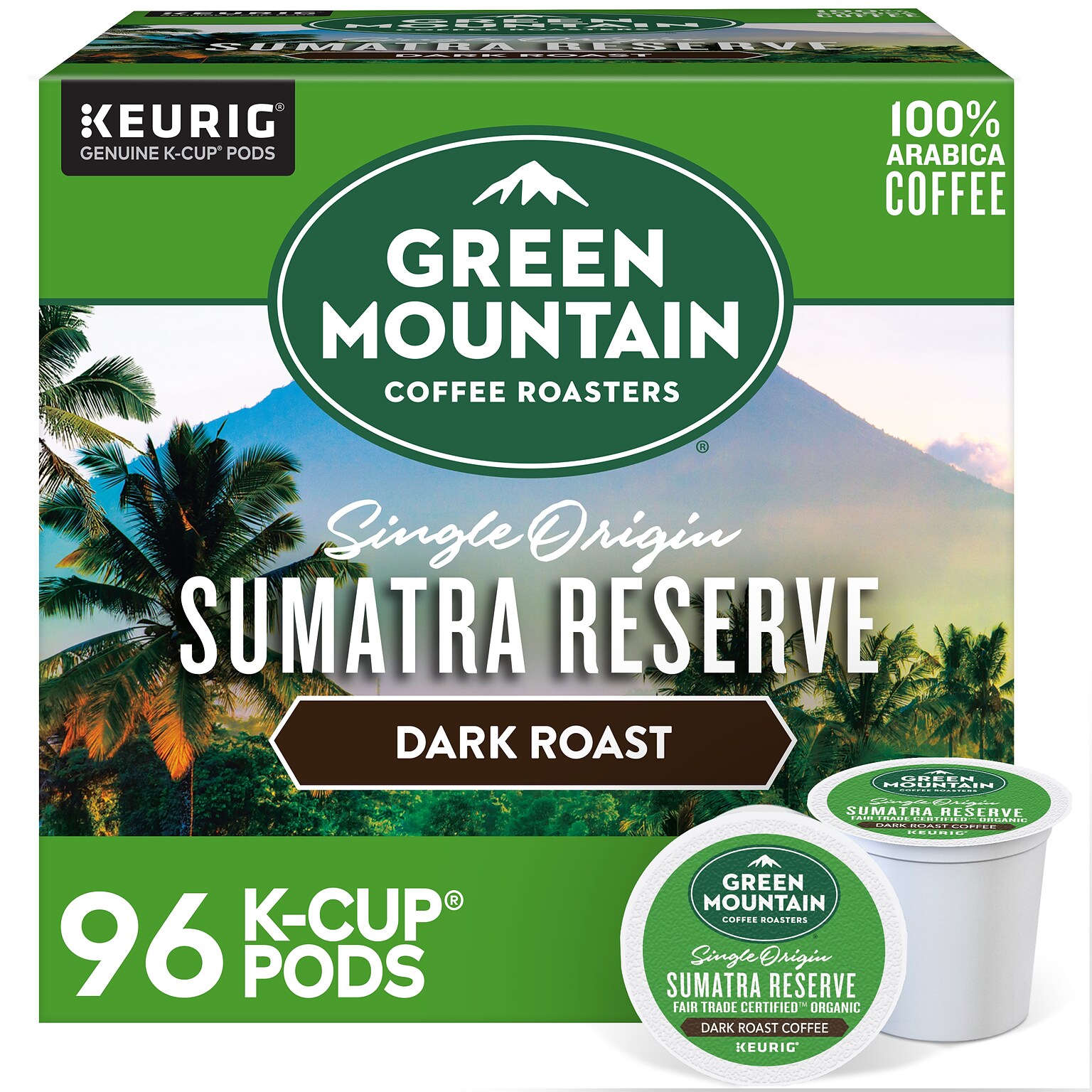 Green Mountain Sumatra Reserve Coffee, Dark Roast, 0.40 oz. Keurig® K-Cup® Pods, 96/Carton (GMT4060CT)