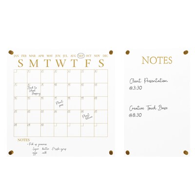 Martha Stewart Grayson Acrylic Gold Print Dry Erase Wall Calendar with Notes, 18" x 18" (BRACS284545G2CG)