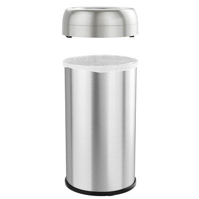 halo Stainless Steel Round Open Top Trash Can with Dual AbsorbX Odor Control System, Silver, 16 Gal. (OT16STR)