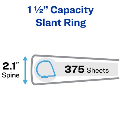 Avery Nonstick Heavy Duty 1 1/2" 3-Ring View Binders, Slant Ring, White (5404)