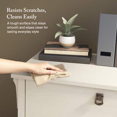 Bush Home Salinas 2 Drawer Lateral File Cabinet, Antique White (SAF132AW-03)