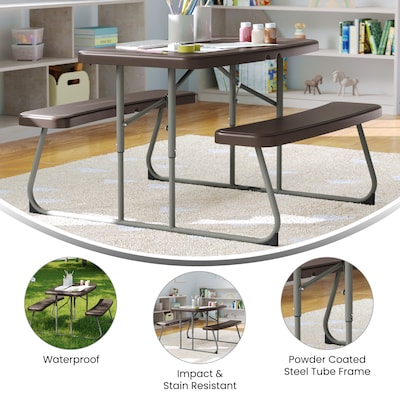 Flash Furniture Paige 37.5" x 32.625" Picnic Folding Table, Brown (RBEBB2432FD2BR)