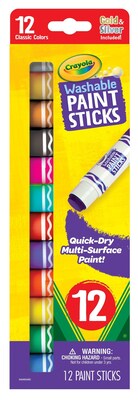 Crayola Washable Kids Paint Stick, Assorted Colors, 12/Pack (546211)