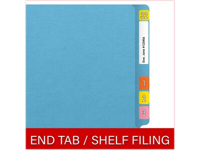 Medical Arts Press Heavy-Duty End Tab File Folder, Straight Cut, Letter-Size, Blue, 40/Box (S-09458-DBL)