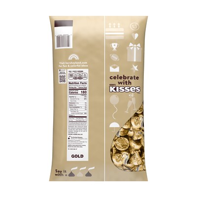 HERSHEYS KISSES Milk Chocolate with Almonds Candy Bulk Bag, Gold Foils, 60 oz., 400/Bag (HEC16222)