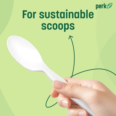 Perk™ Eco Compostable PLA Assorted Cutlery, Medium-Weight, White, 360/Pack (PK56205)