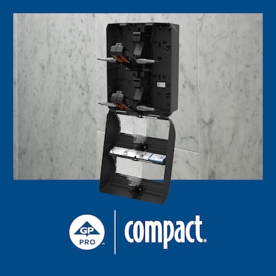 Georgia-Pacific Compact Quad 4-Roll Coreless Toilet Paper Dispenser, Black (56744B)