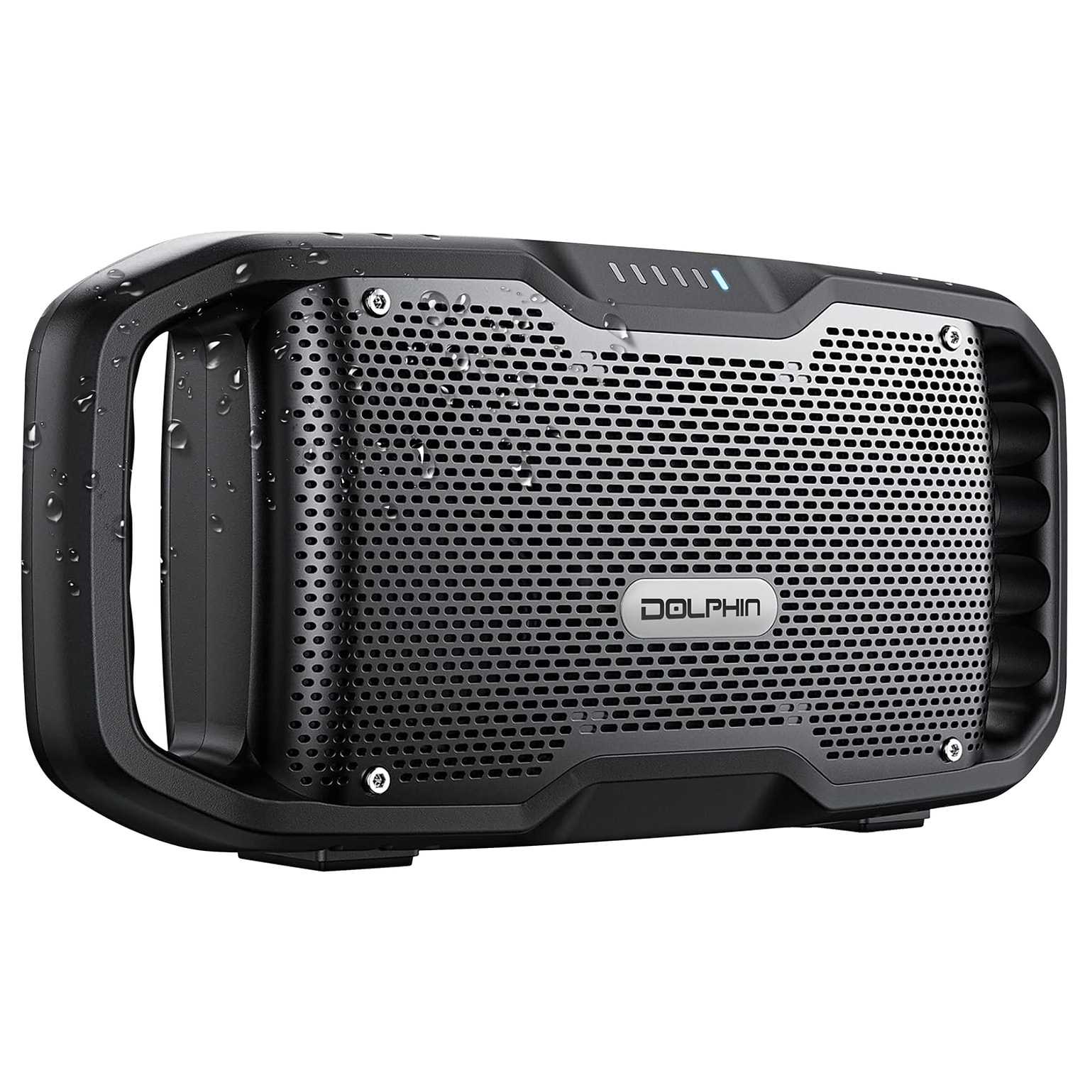 Dolphin Audio SOUNDBYTE 100 Wireless Bluetooth Portable Speaker with Dual 3-In. Woofers & Power Bank, Waterproof, Black (S100)