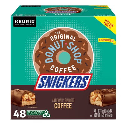 The Original Donut Shop Snickers Coffee Keurig® K-Cup® Pods, Light Roast, 48/Box (5000373541)