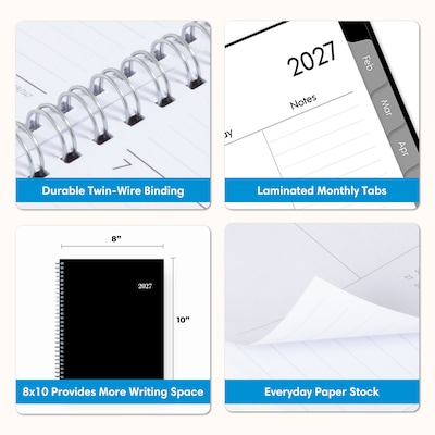 2027 Blue Sky 8" x 10" Monthly Planner, Black (160970)