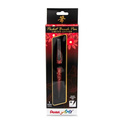 Pentel Arts Limited Edition Refillable Pocket Brush Pen, Camellia Wrap (PTAGFKP3J3BPA)