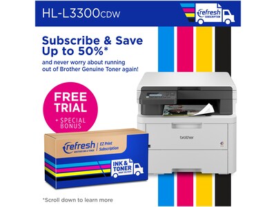 Brother HL-L3300CDW Wireless Digital Multi-Function Printer, Laser Quality Output, Refresh Subscription Eligible