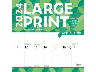 2024 BrownTrout Large Print 12 x 12 Monthly Wall Calendar (9781975463656)