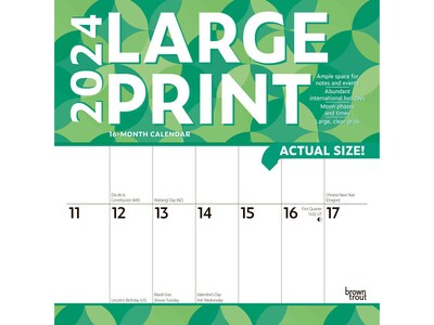 2024 BrownTrout Large Print 12 x 12 Monthly Wall Calendar (9781975463656)