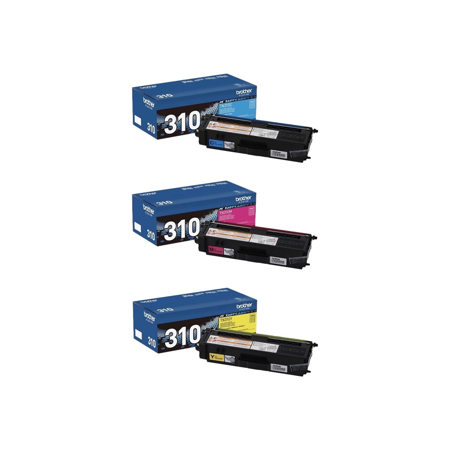 Brother TN-310 Cyan/Magenta/Yellow Standard Yield Toner Cartridges, 3/Pack (TN310-CLRPKSTP)