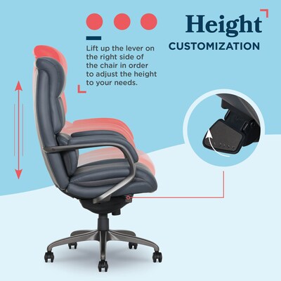 La-Z-Boy Aberdeen Ergonomic Bonded Leather Swivel Executive Chair, Dark Blue (51545-DBLU)