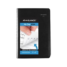2024 AT-A-GLANCE DayMinder 5 x 8 Daily Appointment Book, Black (G100-00-24)