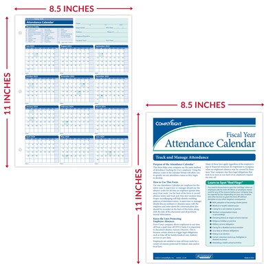 ComplyRight 2026-2027 Fiscal Year Attendance Calendar Cards, 50/Pack (A42005015)