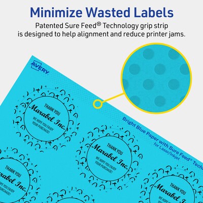 Avery Laser/Inkjet Multipurpose Circle Labels, 2" Dia., Bright Blue, 480/Pack (94501)